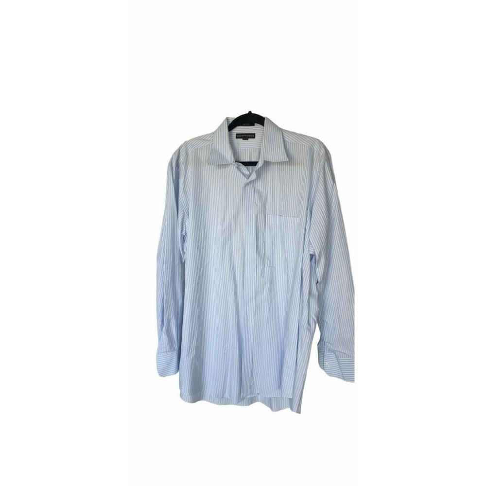 Saks Fifth Avenue Men's Blue Striped Long Sleeve Button-Up Dress Shirt_A113